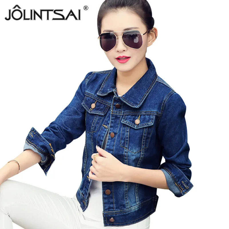 2016 New Spring Women's Jean Jackets Korean Short Casual Denim Jacket Women Coat Long Sleeve Outerwear abrigos mujer