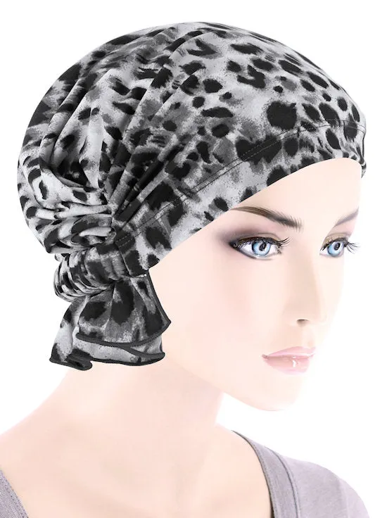 Abbey Cap Black Gray Leopard