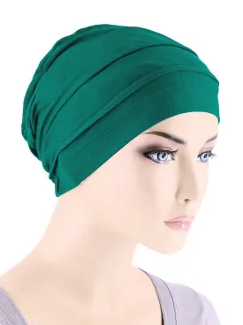 Bamboo Pleated Cap Emerald Green