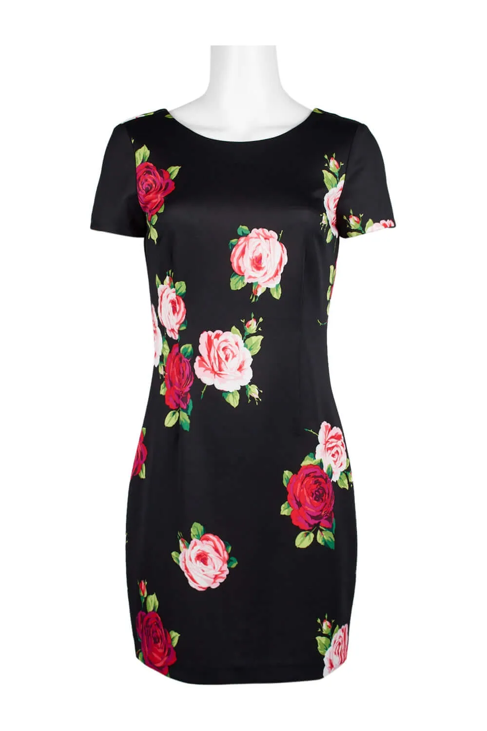 Betsey Johnson Boat Neck Short Sleeve Bodycon Floral Print Zipper Back Dress