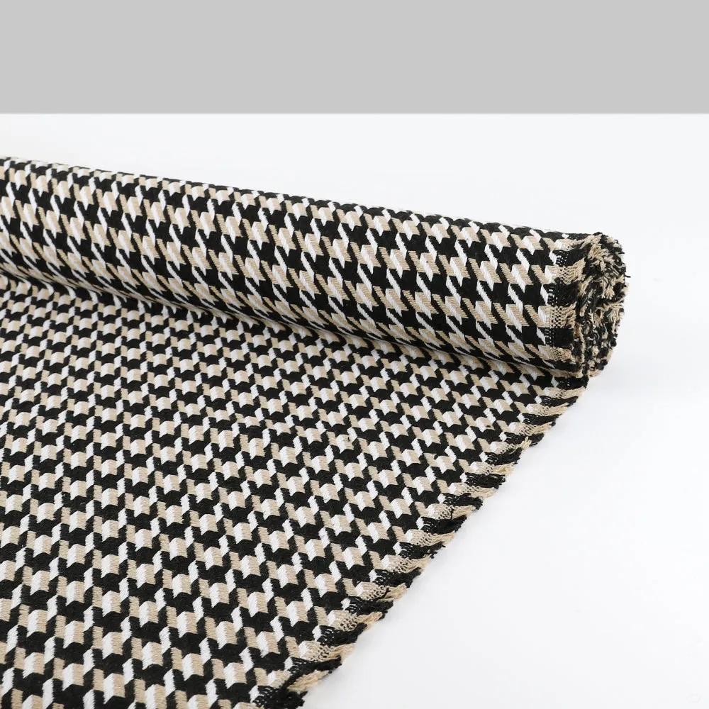 Bold Houndstooth Cotton / Wool Blend Tweed - Grouse (remnant)