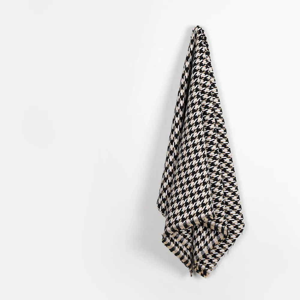 Bold Houndstooth Cotton / Wool Blend Tweed - Grouse (remnant)