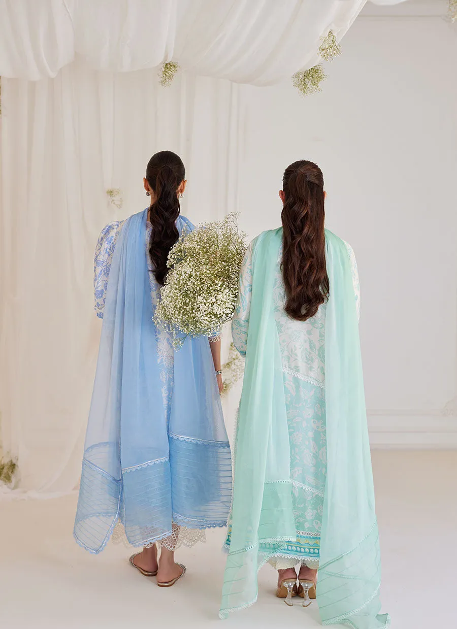 Carman Aqua Shirt And Dupatta