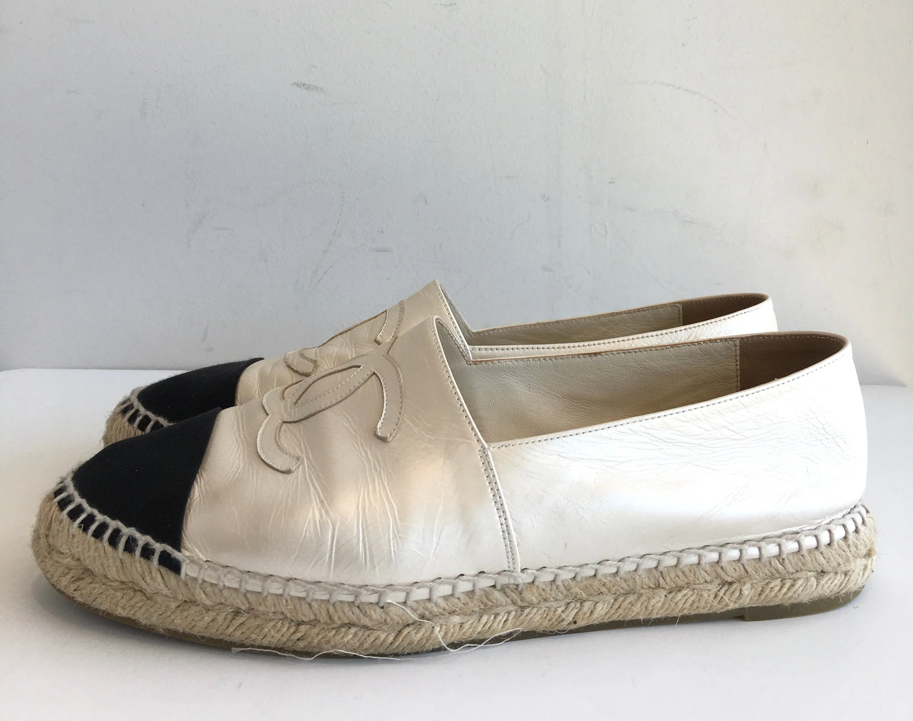 Chanel Pearlescent Lambskin CC Espadrilles