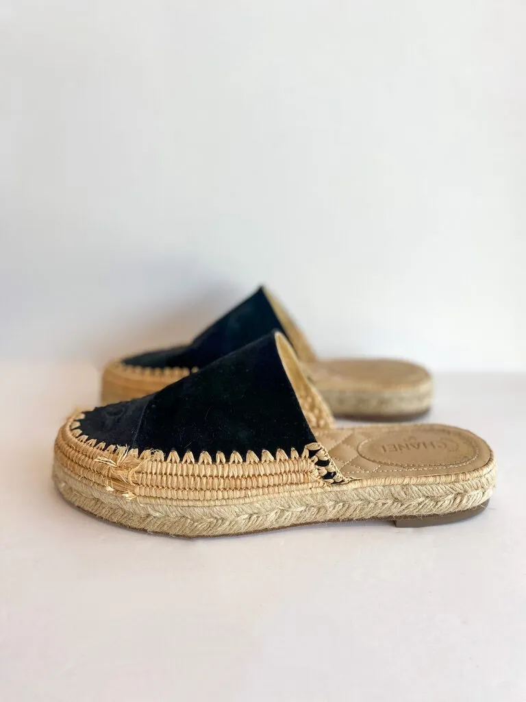 Chanel Suede Logo Espadrilles