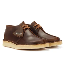 Clarks Originals Desert Trek Leather Mens Beeswax Brown Shoes