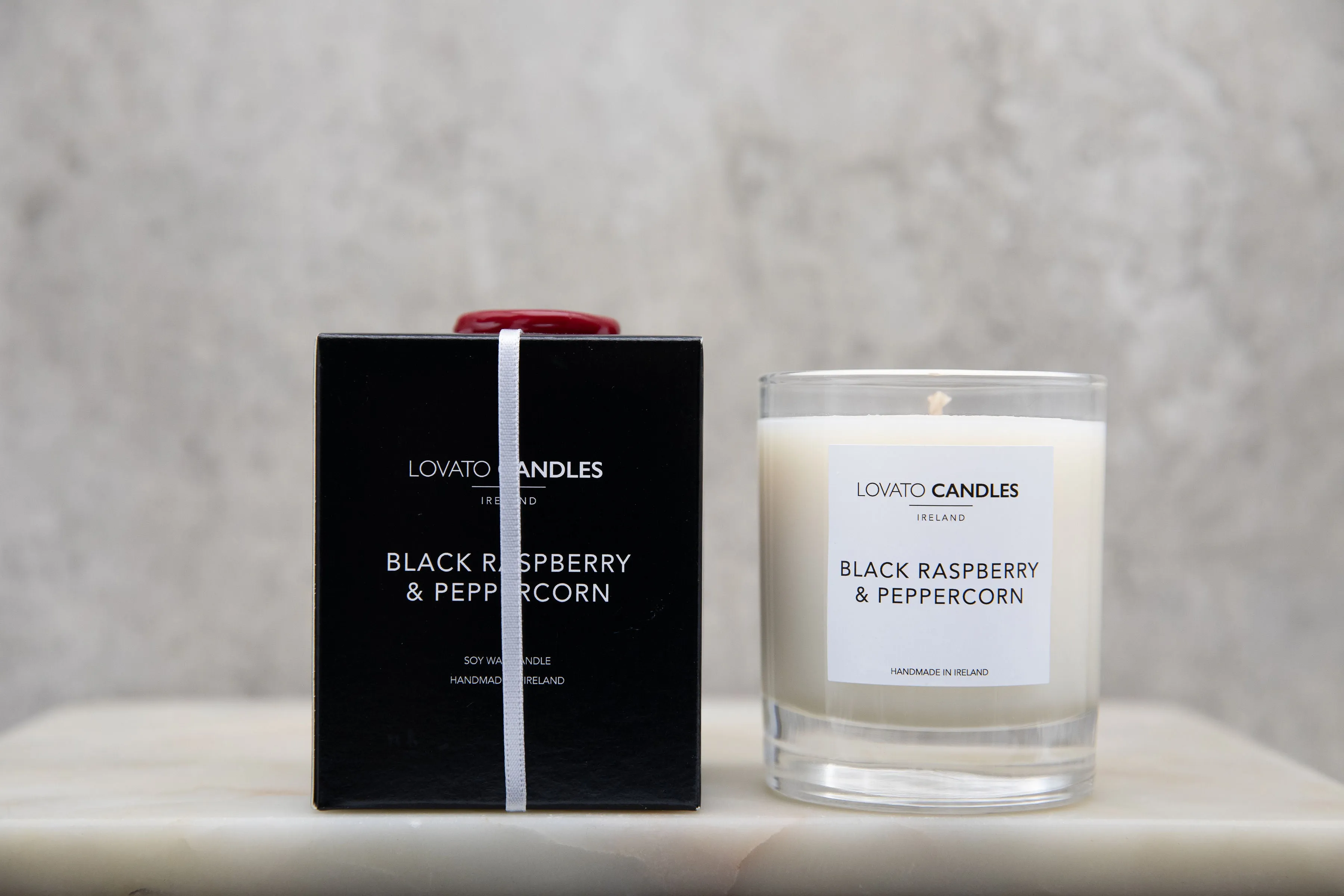 Clear Scented Candle with Luxury Black Box - Black Raspberry & Peppercorn