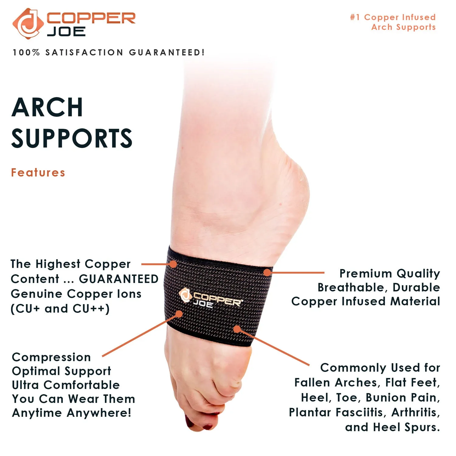 Copper Joe Arch Support Sleeves 1 Pair