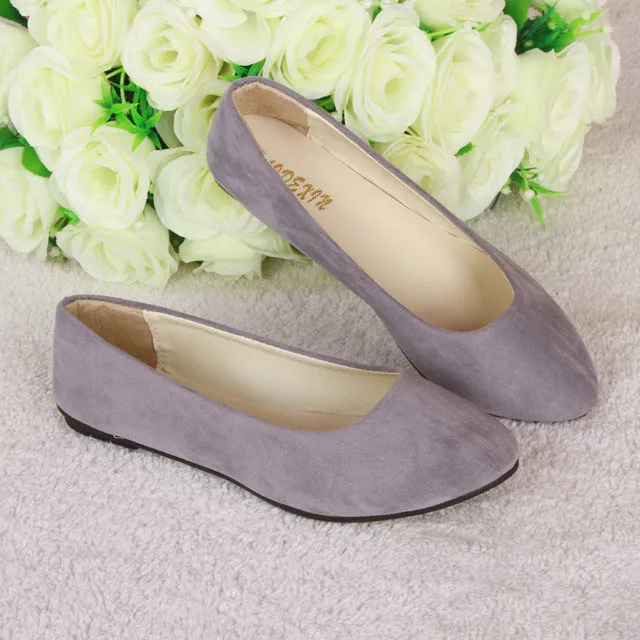 Fashion trend simple sweet classic candy colors women new fashion casual high-end flock flats boat cute girls flats office shoes