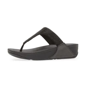 Fitflop Womens Lulu Crystal Embellished Toe Post Sandals |EJ8-090| All Black