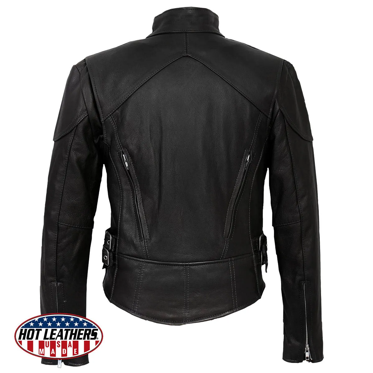 Hot Leathers JKL5001 USA Made Ladies Vented Black Leather Jacket