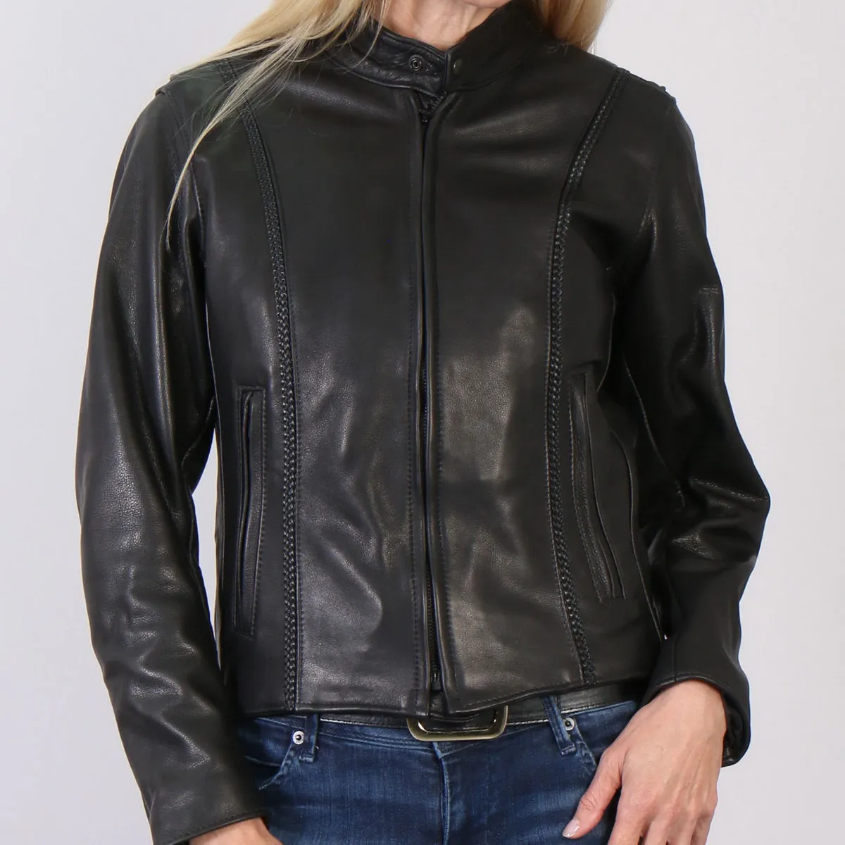 Hot Leathers JKL5002 USA Made Ladies Clean Cut Black Leather Jacket