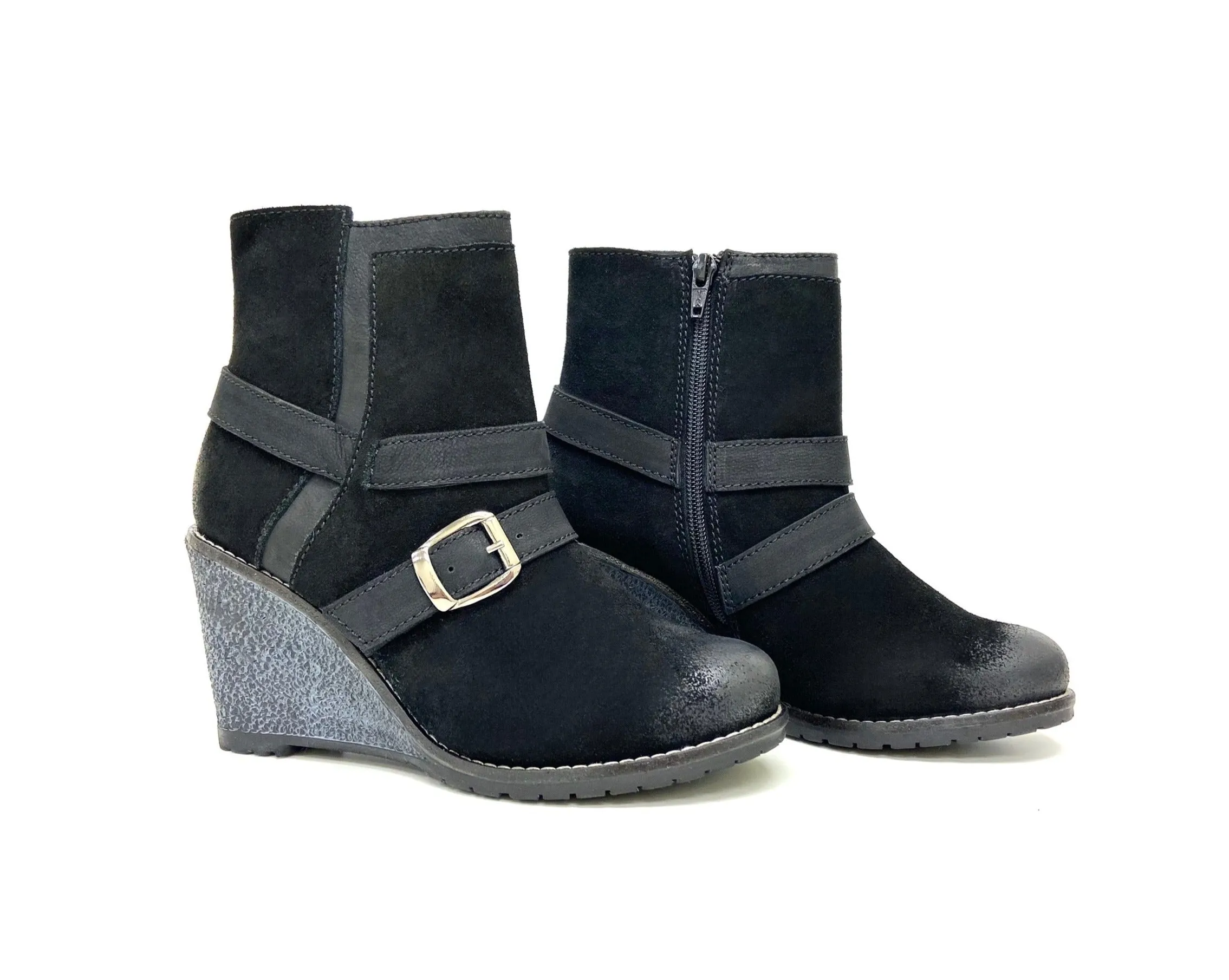 Maria Black Suede Wedge Bootie