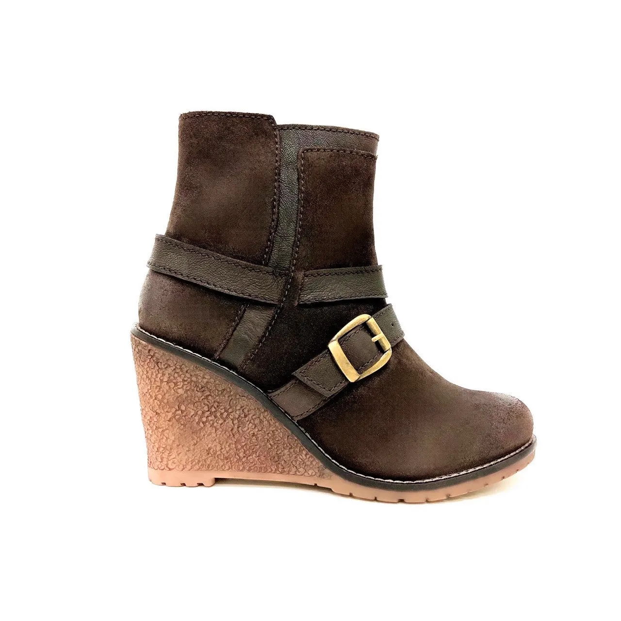 Maria Brown Suede Wedge Bootie