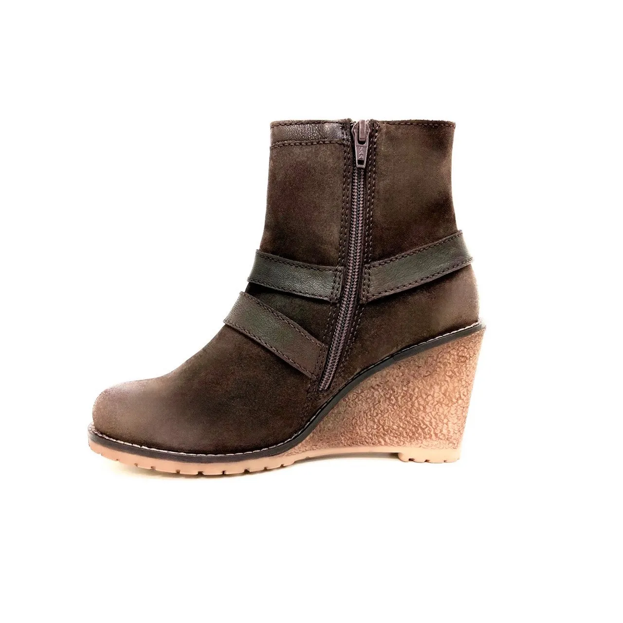 Maria Brown Suede Wedge Bootie