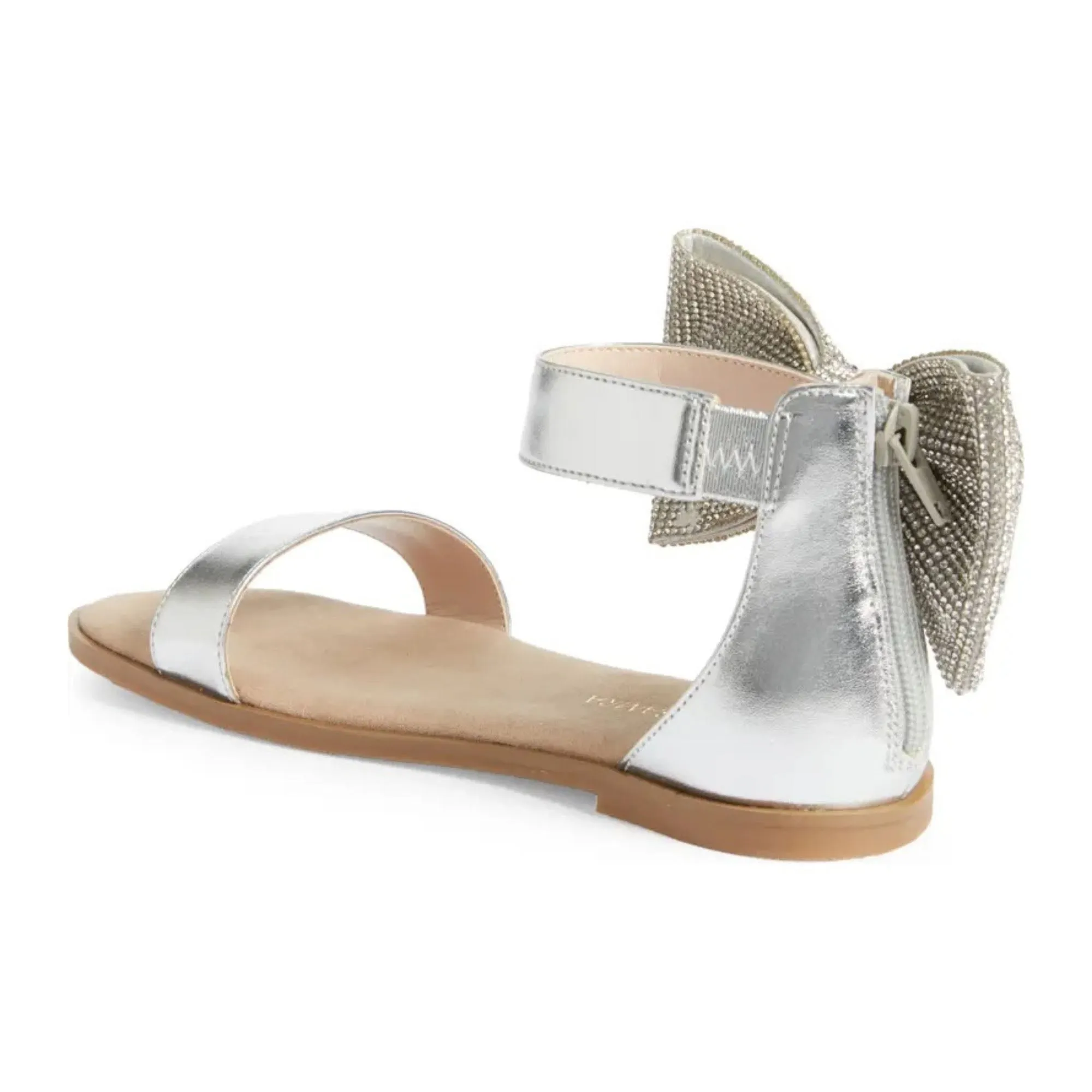 Miss Cambelle Crystal Bow Sandal in Silver - Kids