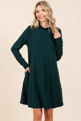 Mock Neck Long Sleeve Dress with Pockets