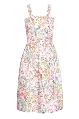 Multi Colour Cotton Paisley Print Short Sun Dress - Dotty