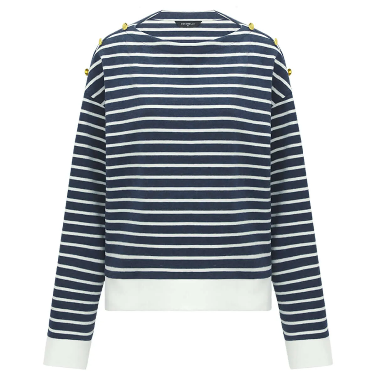 Nautical Boat Neck Wide Sleeved Striped Sweater