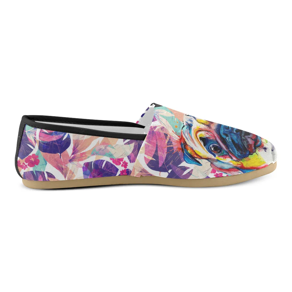 Pug flower Art  Women's Casual Shoes