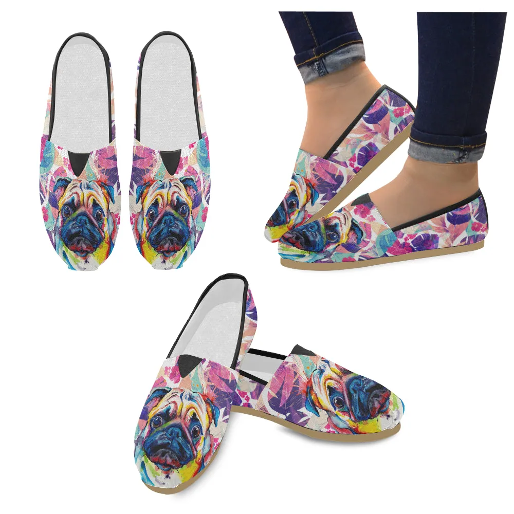 Pug flower Art  Women's Casual Shoes