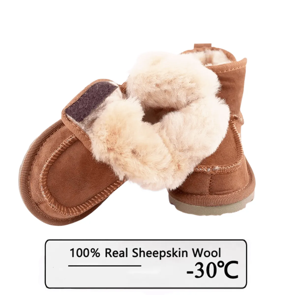 Real Sheepskin Fur Baby Snow Boots