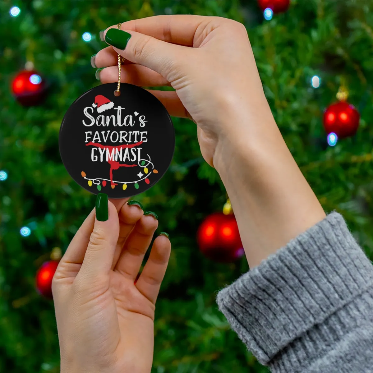 Santa's Favorite Gymnast Ceramic Ornament