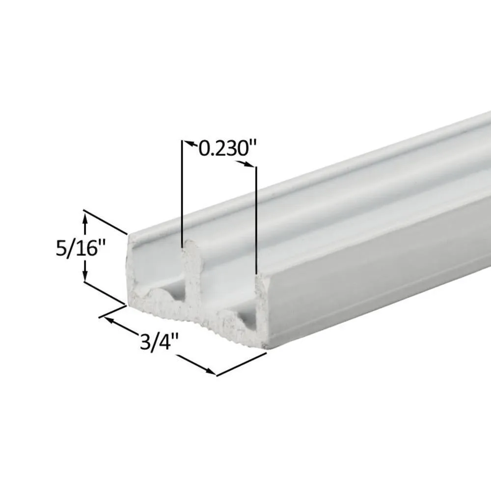 Showcase Lower Track for Sliding Glass or Wood Door Panels - For 3/16" Thick Material