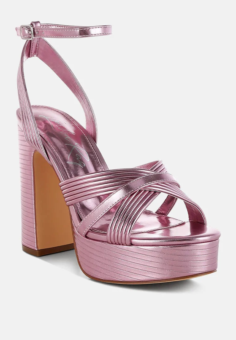 Socialite Metallic Ankle Strap Heel Sandals