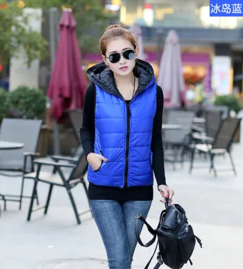 Spring 2017 Fashion Thickening Outerwear Hooded Patterns Casual Cotton Women Vest Warm Jacket Motorcycle Vest