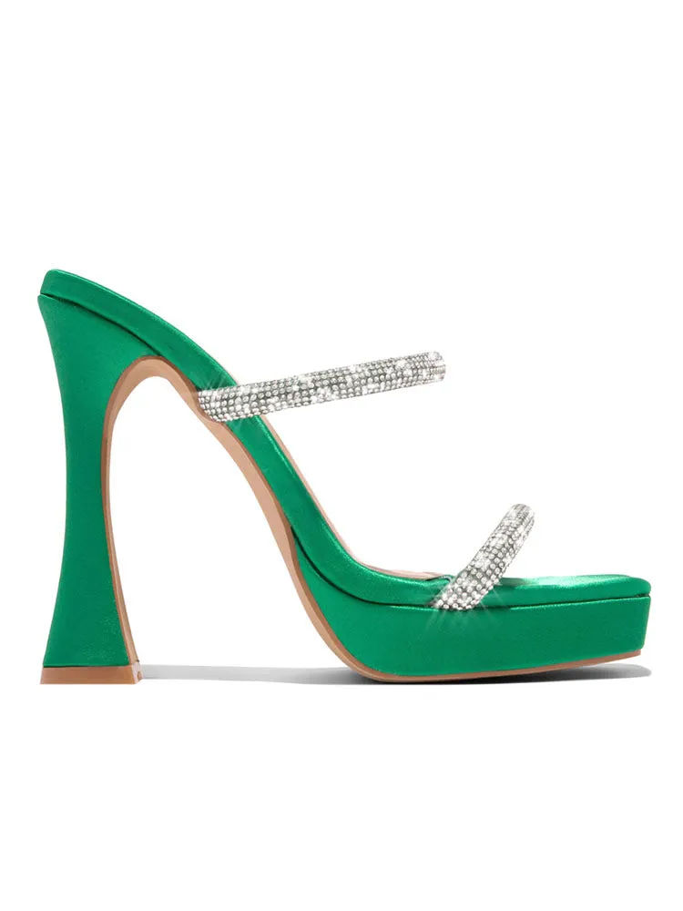 Toleet Rhinestone Square Toe Heels