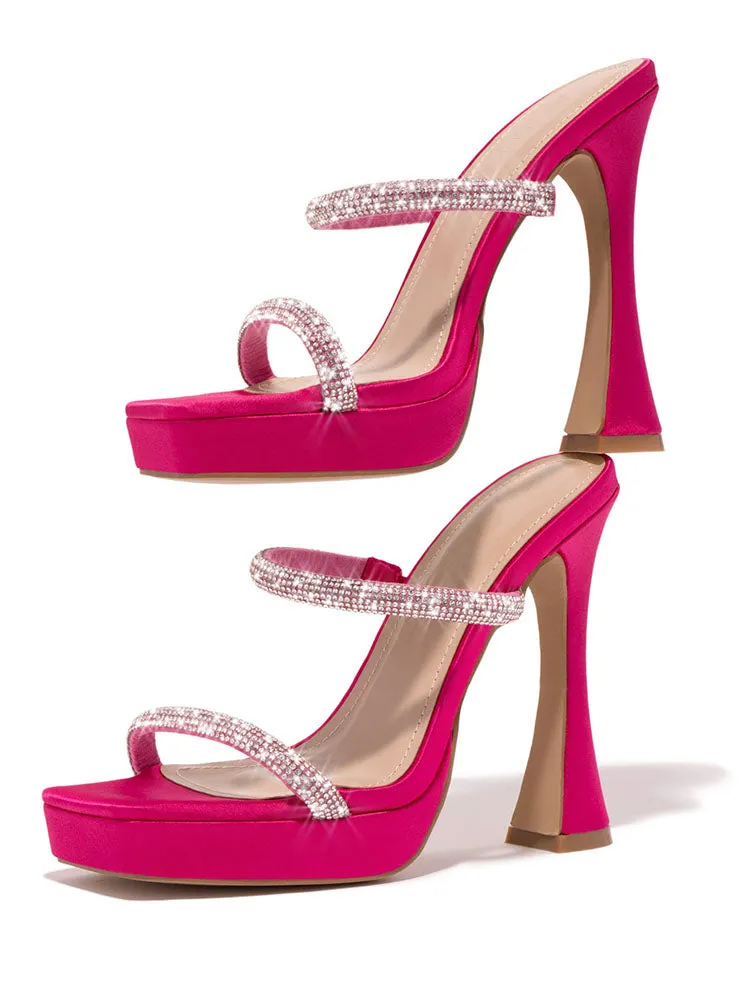 Toleet Rhinestone Square Toe Heels