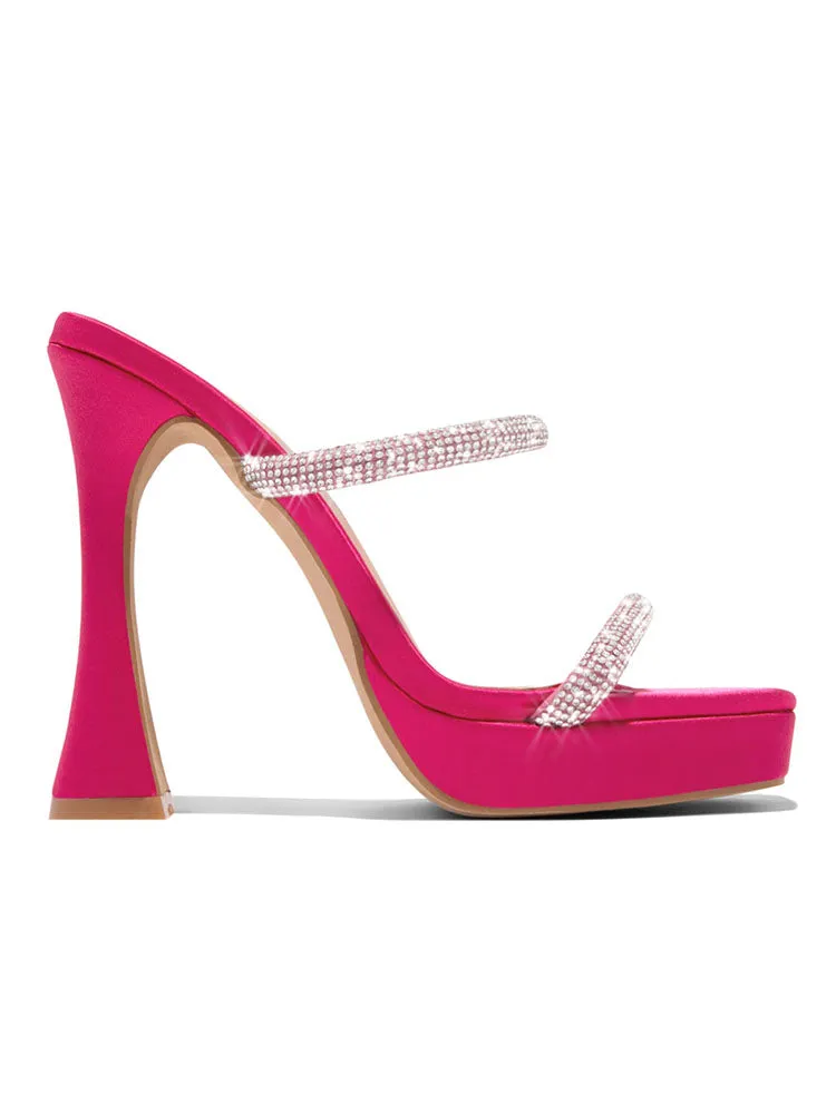 Toleet Rhinestone Square Toe Heels