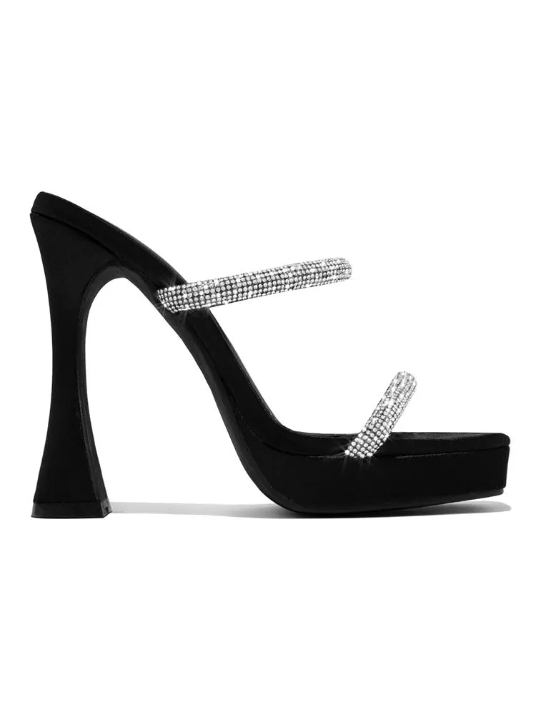 Toleet Rhinestone Square Toe Heels