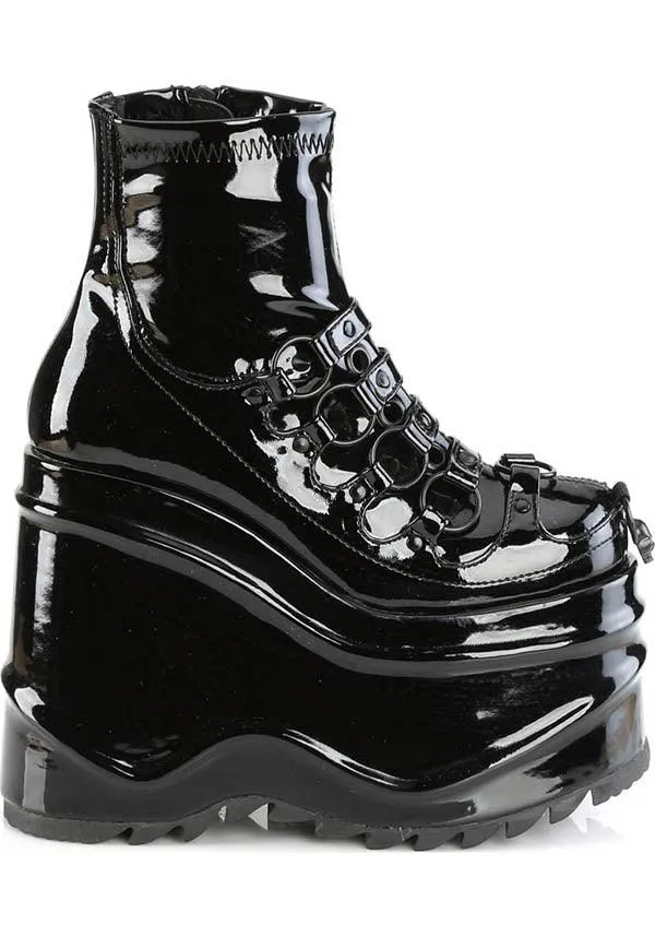 WAVE-110 [Black Patent] | PLATFORM BOOTS [PREORDER]