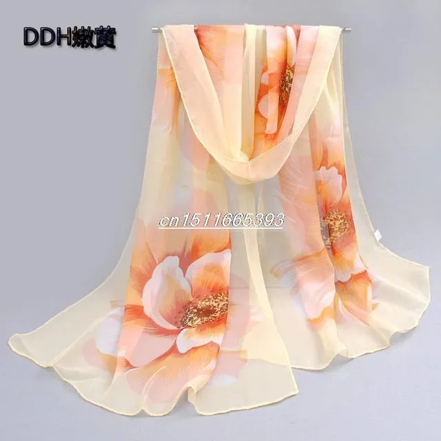 Wholesale 10 colors 2017 new fashion chiffon scarf polyester print autumn summer Pattern silk scarves shawl women