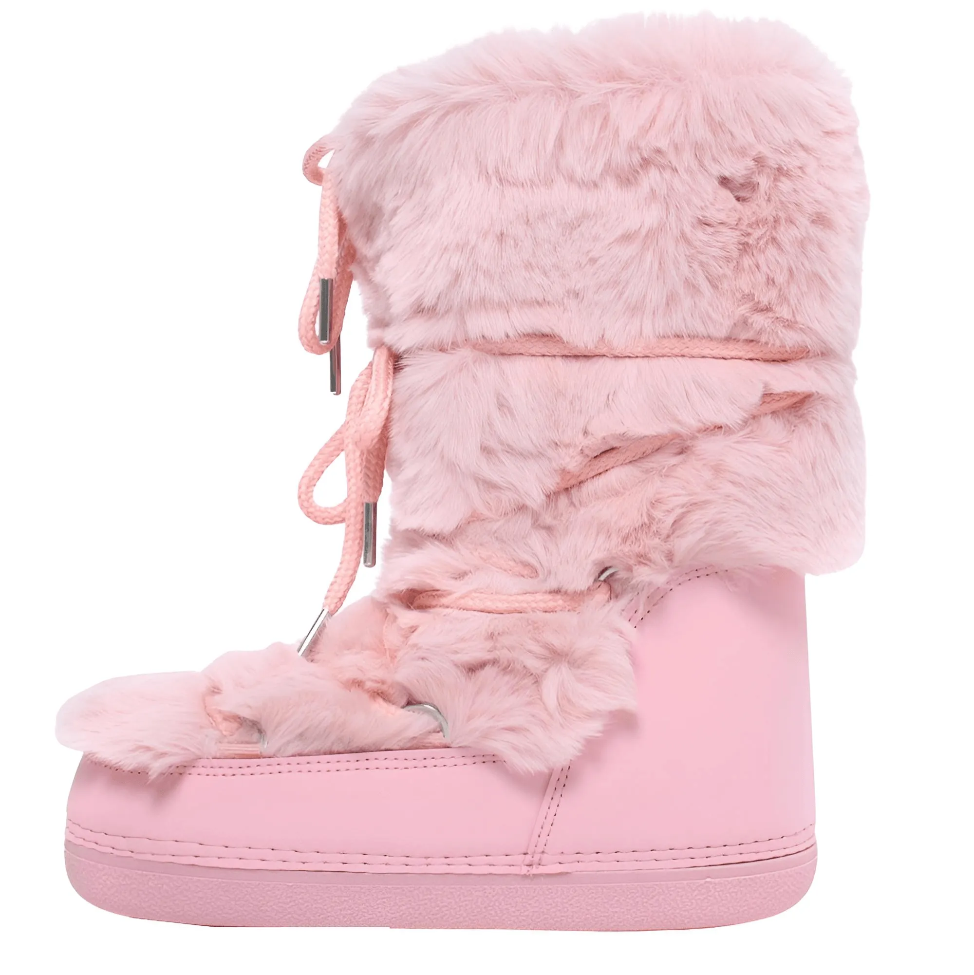 Winter Faux Fur Boots Snow Boots Women Fluffy Fuzzy Furry Faux Fur Boots Middle Calf Platform Pink Black White Furry Boots