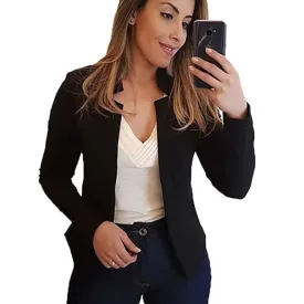 Women Thin Black Blazers Suit 2024 Female Spring Blazer Jackets Long Sleeve OL Casual Womens Slim Coats Femme Ladies Black Tops