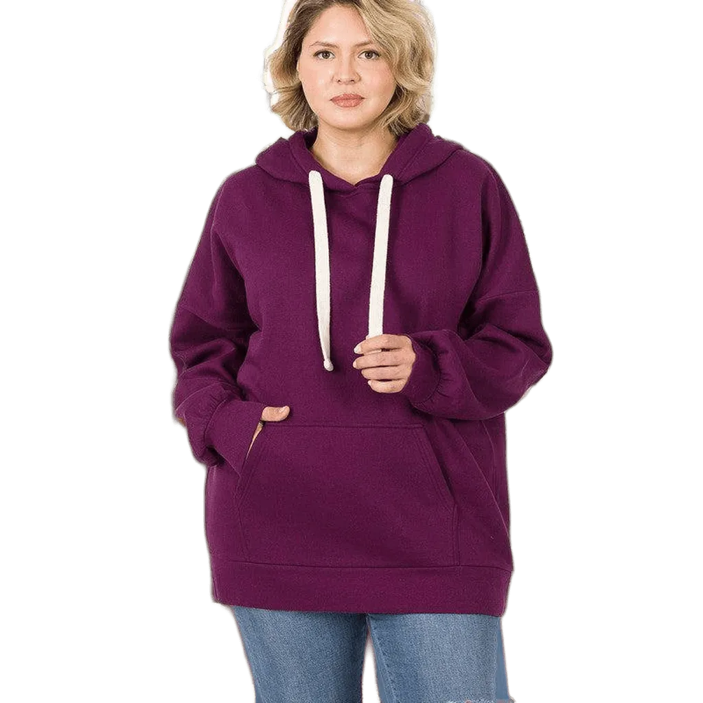 Zenana Plus Loose Fit Pullover Hoodie