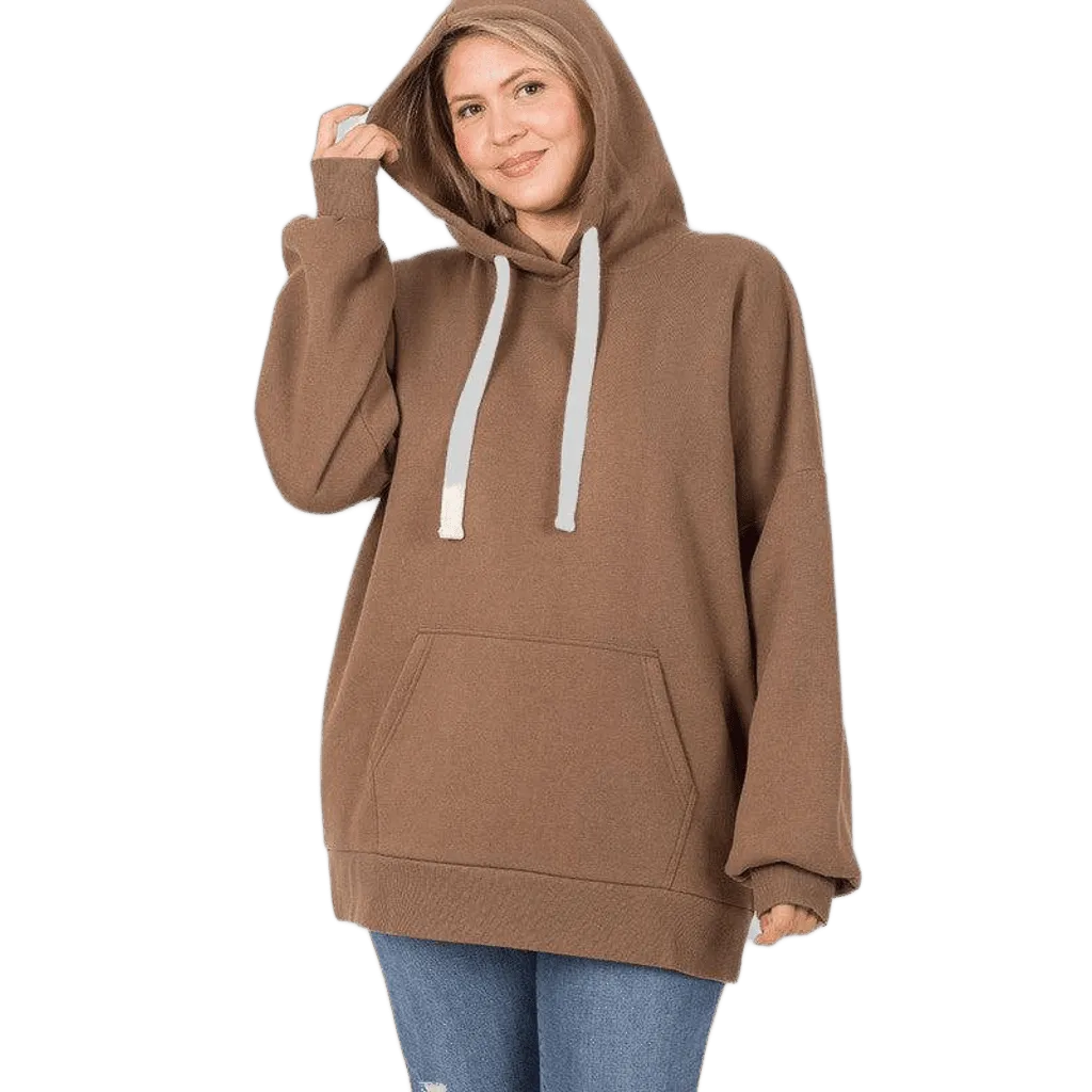 Zenana Plus Loose Fit Pullover Hoodie