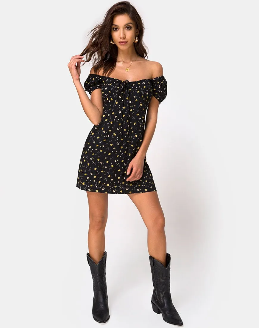 Zudema Mini Dress in Pretty Petal Black